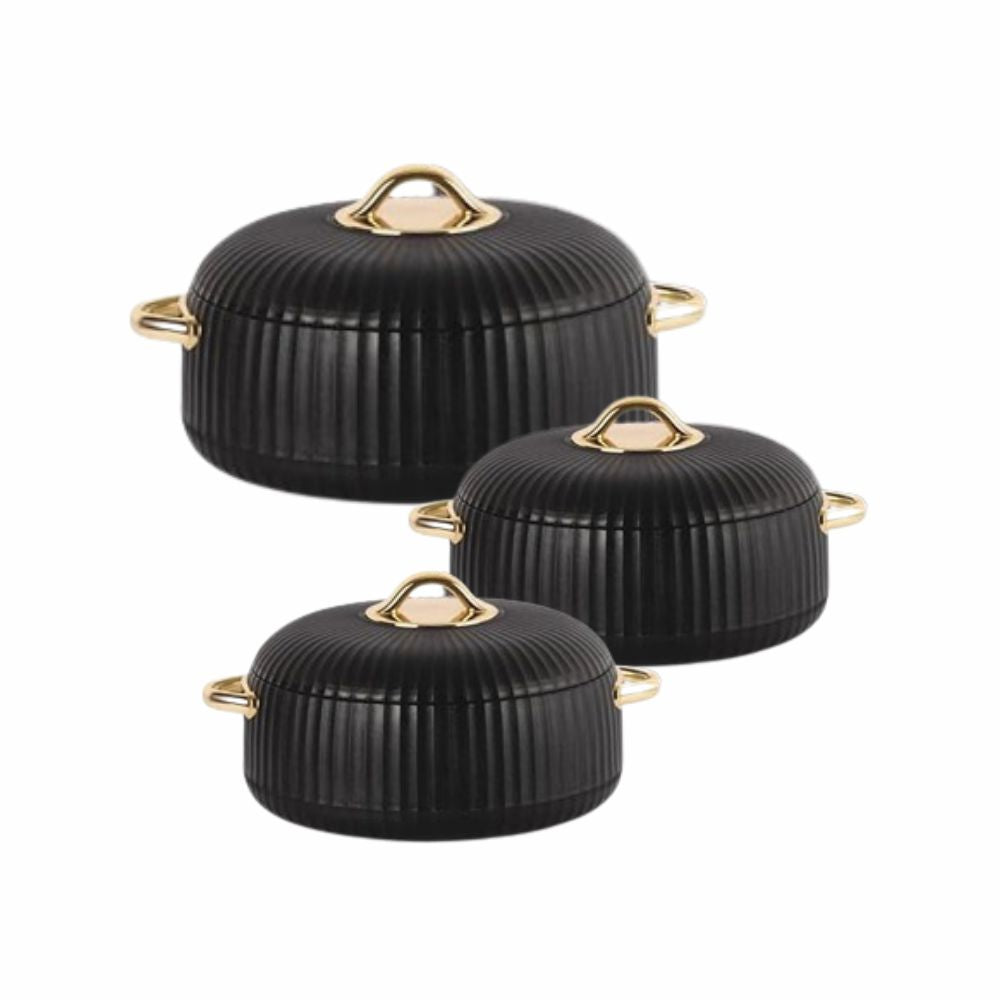 Cello Aurum Luxury Inner Stainless Steel Insulated Casserole Set | Set of 3 Pcs | 1000ML + 1000ML + 1500ML Casserole Set