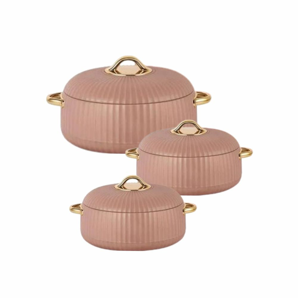 Cello Aurum Luxury Inner Stainless Steel Insulated Casserole Set | Set of 3 Pcs | 1000ML + 1000ML + 1500ML Casserole Set