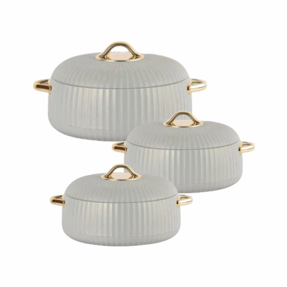 Cello Aurum Luxury Inner Stainless Steel Insulated Casserole Set | Set of 3 Pcs | 1000ML + 1000ML + 1500ML Casserole Set