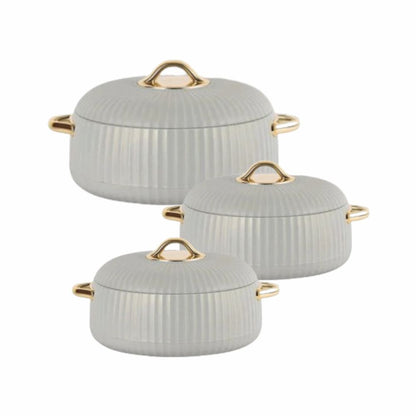 Cello Aurum Luxury Inner Stainless Steel Insulated Casserole Set | Set of 3 Pcs | 1000ML + 1000ML + 1500ML Casserole Set