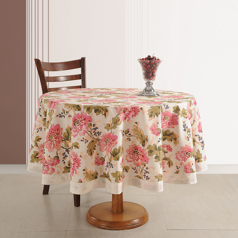 Swayam Floral Printed Round Table Cover - 3612 - 1