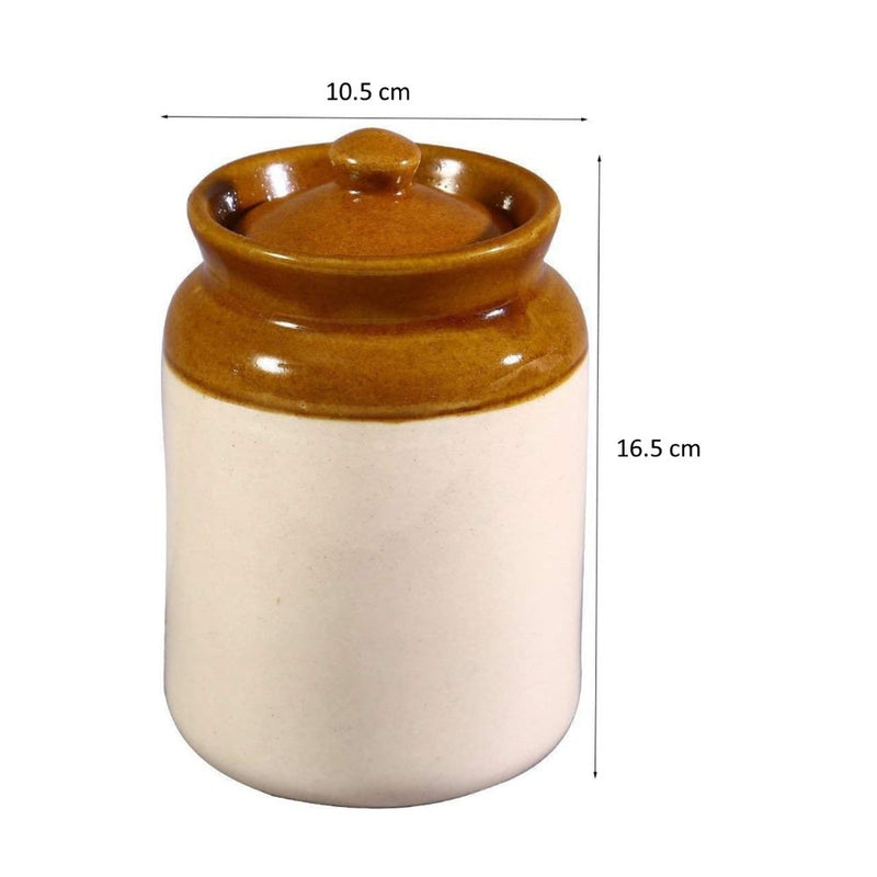 RasoiShop Ceramic 1 Kg Pickle/Aachar Jar with Lid - 2