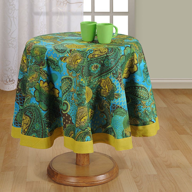 Swayam Floral Printed Round Table Cover - 2403 - 1