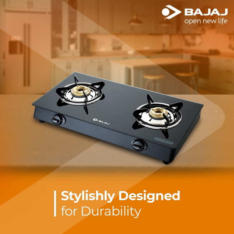 Bajaj GP6 2 Burner Glass Top Gas Stove 2BRGP6 Manual Black