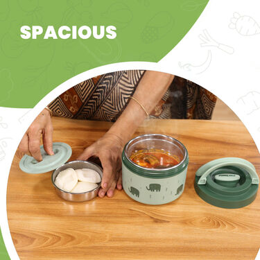 Pinnacle Prime Insulated Lunch Box with Pixel Thermo Bottle Combo & Additional Stainless Steel Tray | Leak-Proof Tiffin Box for Office Men & Women | Perfect Insulated Lunch Box for Kids(2 pc Set)