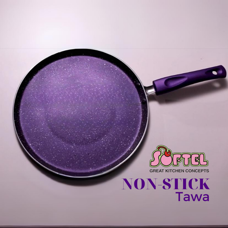 Softel Designer Induction Base Non-Stick Coating Tawa | Purple only at www.rasoishop.com