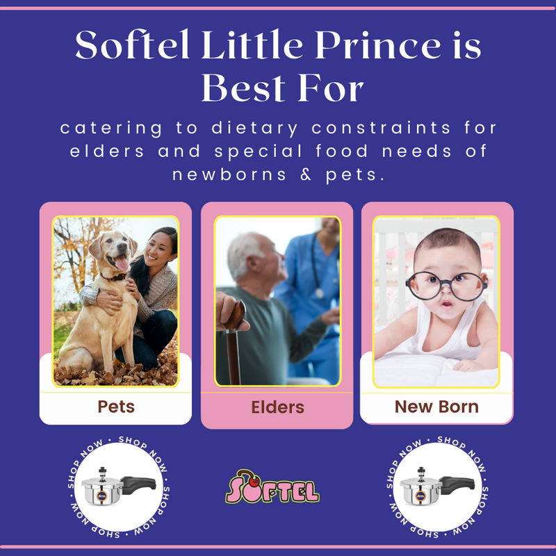 Softel Stainless Steel Little Prince 1 Litre Pressure Cooker | Gas & Induction Compatible | Silver