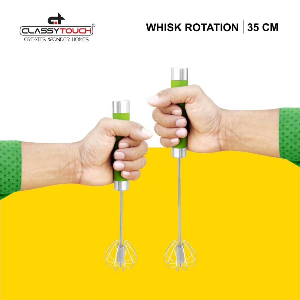 Classy Touch Stainless Steel Whisk Rotation - 4