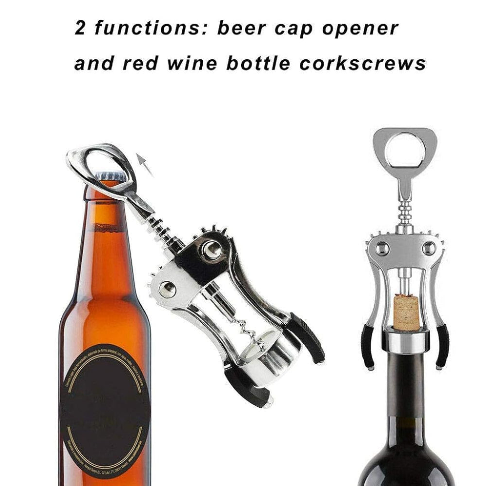 Classy Touch Wing Style Wine/Champagne Bottle Corkscrew Opener with Built In Bottle Opener - 2