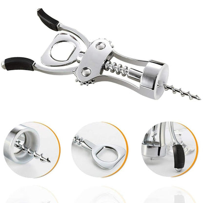 Classy Touch Wing Style Wine/Champagne Bottle Corkscrew Opener with Built In Bottle Opener - 5