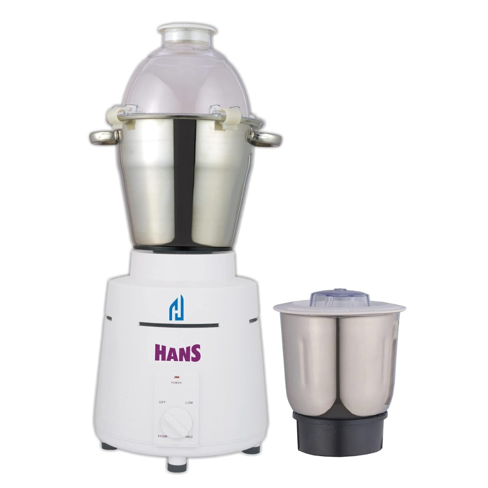 HANS Dominar X 1800 Watts Commercial Mixer Grinder, 100% Copper Motor, 3 Litre And 1 Litre Stainless Steel Jars | White
