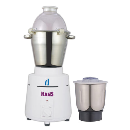 HANS Dominar X 1800 Watts Commercial Mixer Grinder, 100% Copper Motor, 3 Litre And 1 Litre Stainless Steel Jars | White