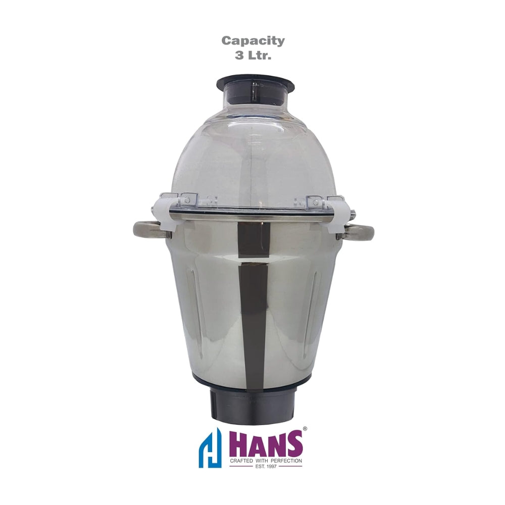 HANS Dominar X 1800 Watts Commercial Mixer Grinder, 100% Copper Motor, 3 Litre And 1 Litre Stainless Steel Jars | White