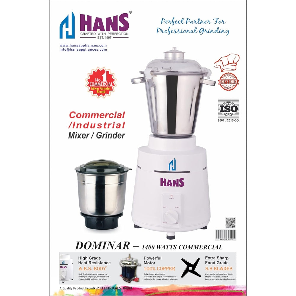 HANS Dominar 1400 Watts Mixer Grinder with 2 Jars - 7