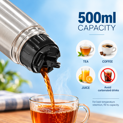Softel Thermosteel 500ml Vacuum Flask for Hot & Cold Drinks | Insulated Stainless Steel Bottle for Office, Travel & Gifting | 1 Pc