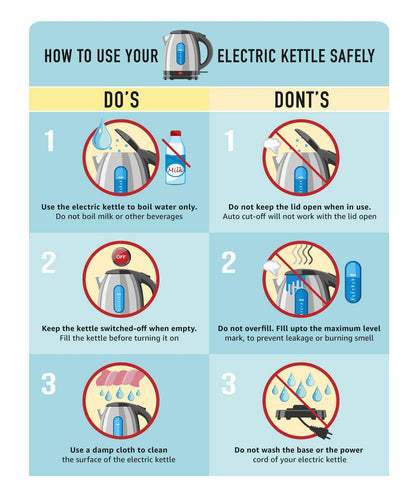 Maharaja Whiteline Viva Excel 1.8 Litre 1500 Watts Electric Kettle with Bis Plug | Silver & Black | 1 Pc