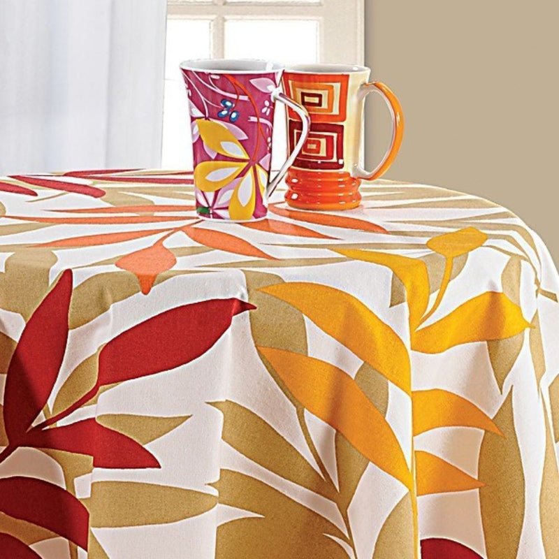 Swayam Autumn Leaves Printed Round Table Cover - 5904 - 4
