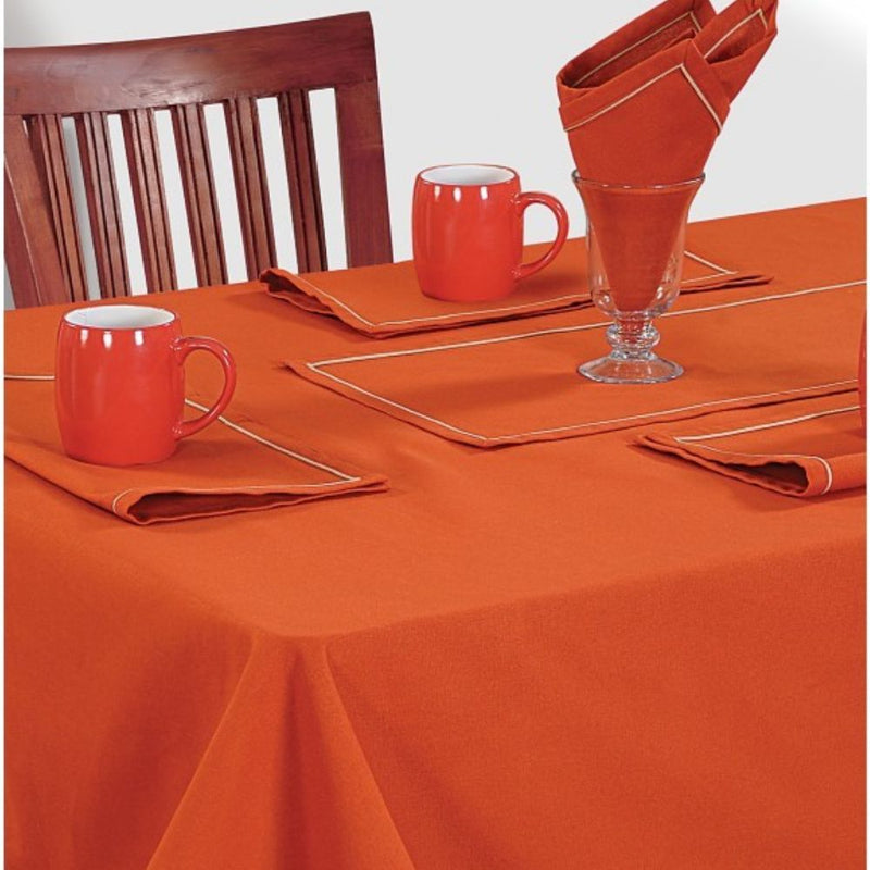 Swayam Saffron Plain Flat Rectangular Table Cover - 1