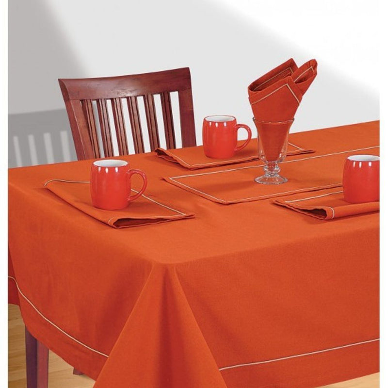 Swayam Saffron Plain Flat Rectangular Table Cover - 3