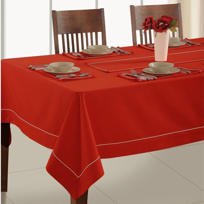 Swayam Christmas Red Plain Flat Rectangular Table Cover - 1