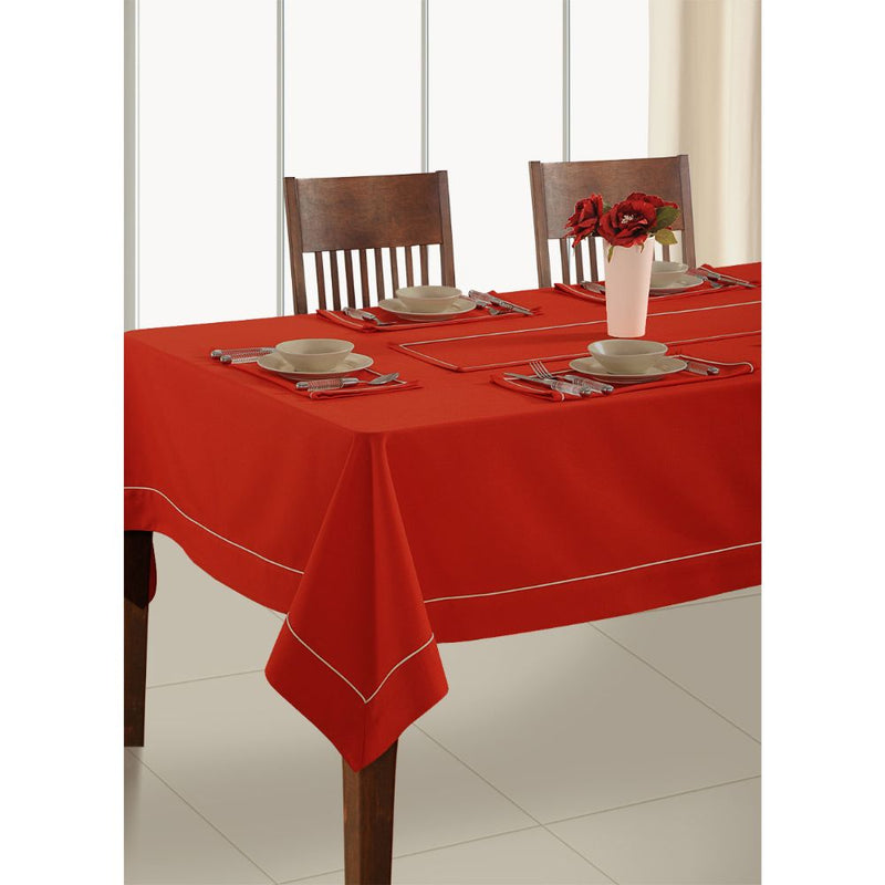 Swayam Christmas Red Plain Flat Rectangular Table Cover - 2