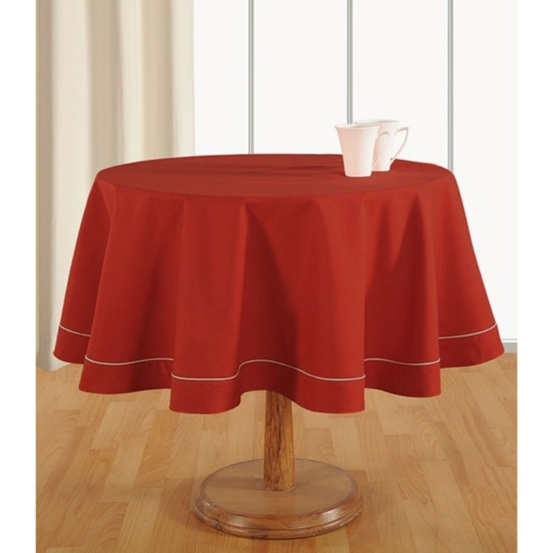 Swayam Christmas Red Plain Flat Round Table Cover - 2