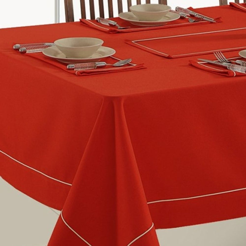 Swayam Christmas Red Plain Flat Rectangular Table Cover - 3