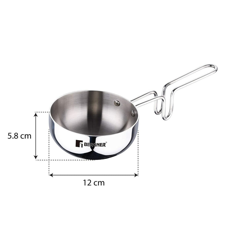 Bergner Argent Tri-Ply Stainless Steel 12 cm Tadka Pan - 5