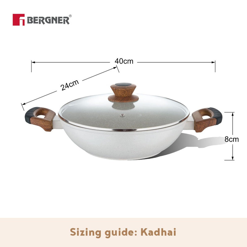 Bergner Naturally Marble Non Stick Kadai with Glass Lid - 5