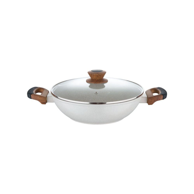 Bergner Naturally Marble Non Stick Kadai with Glass Lid - 6