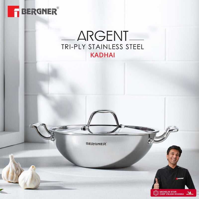 Bergner Argent Triply Kadhai with Lid - 3 