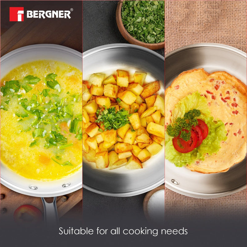 Bergner Argent Tri-Ply Frypan | Gas & Induction Compatible  - 10