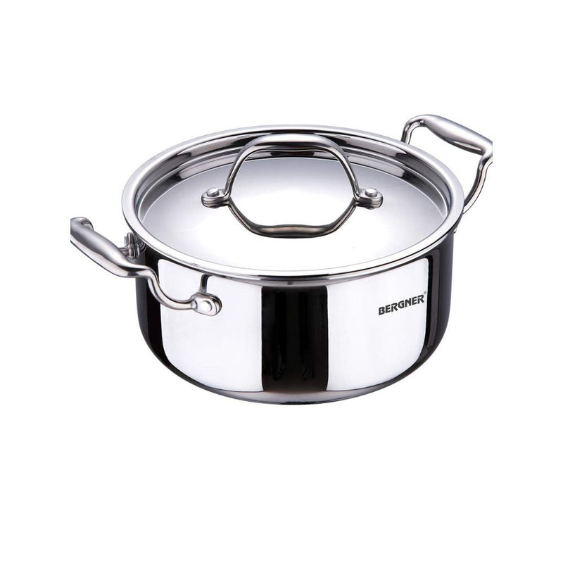 Bergner Argent TriPly Stainless Steel Casserole with Stainless Steel Lid - 12