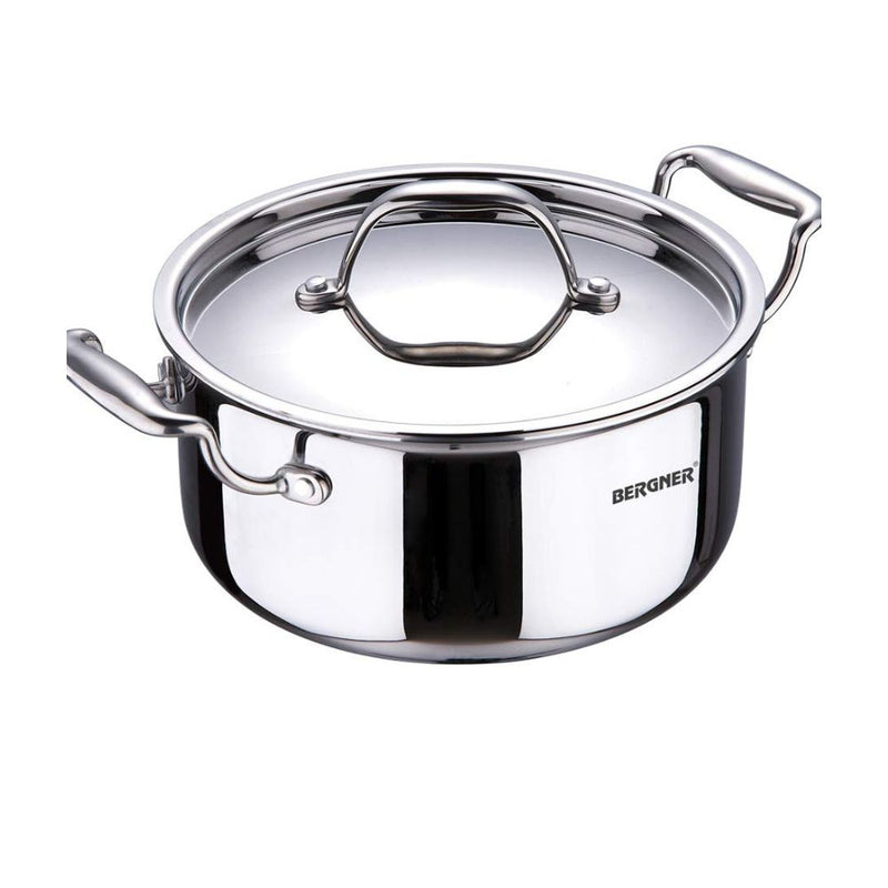 Bergner Argent TriPly Stainless Steel Casserole with Stainless Steel Lid - 13