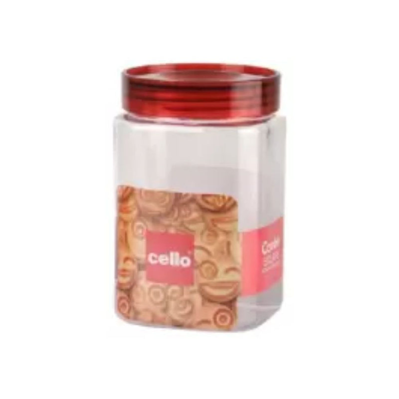 Cello Cookie Square Plastic Storage Jar with Red Lid - 2