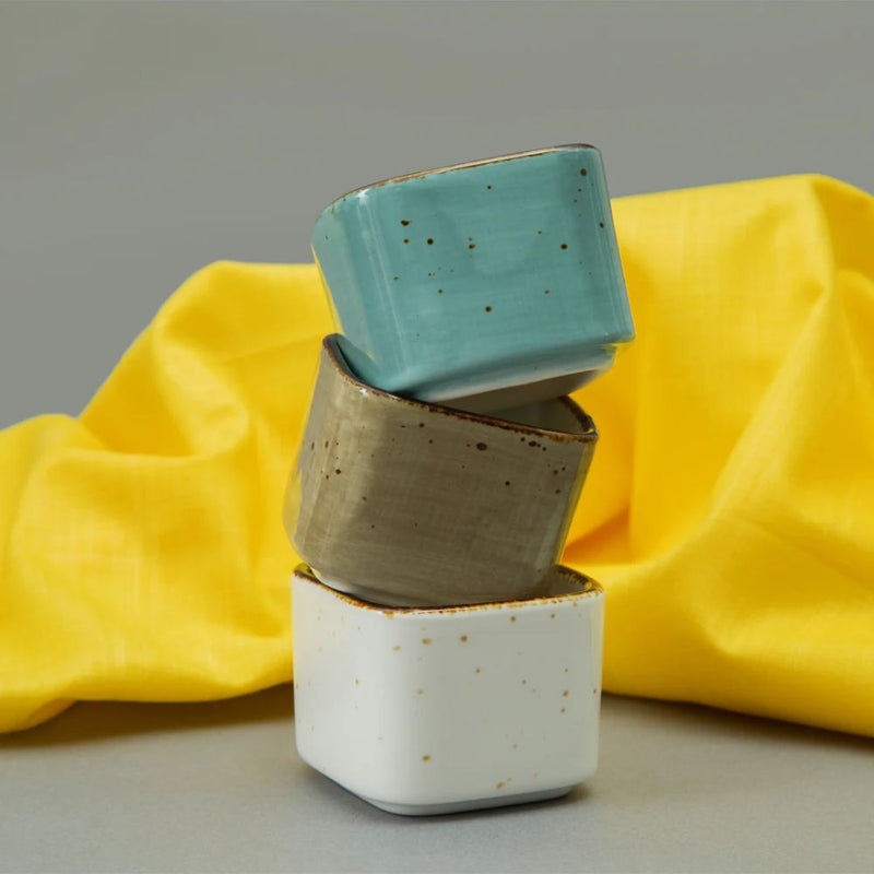 Rena Amalfi Porcelain Cube Shape Dip Bowl Set - 3