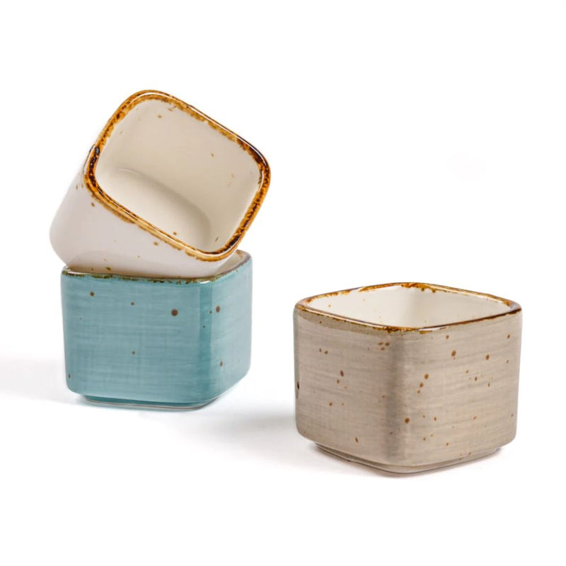 Rena Amalfi Porcelain Cube Shape Dip Bowl Set - 1