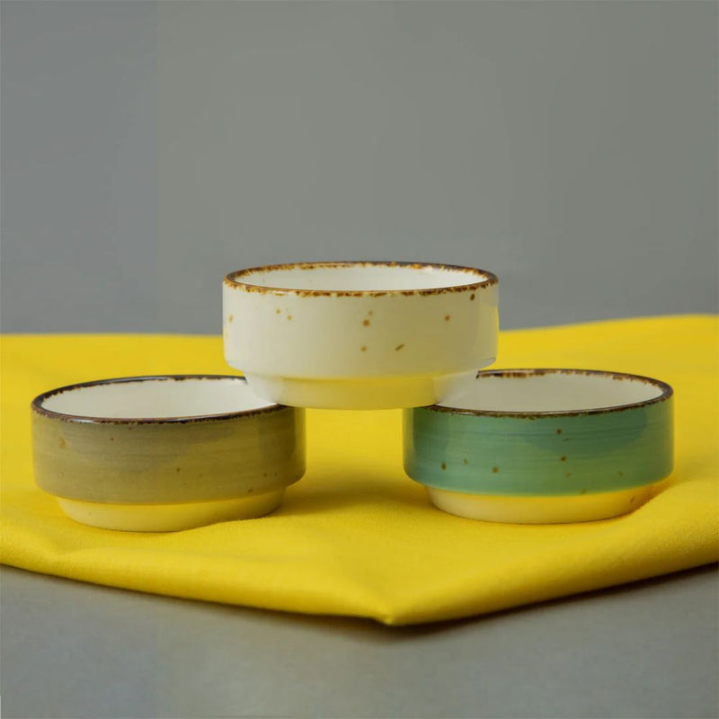 Rena Amalfi Porcelain Cirque Shape Dip Bowl Set - 2