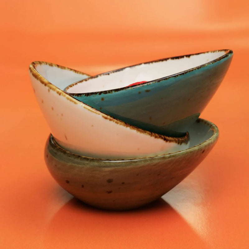 Rena Amalfi Porcelain Mini Drop Shape Dip Serving Bowl Set - 2