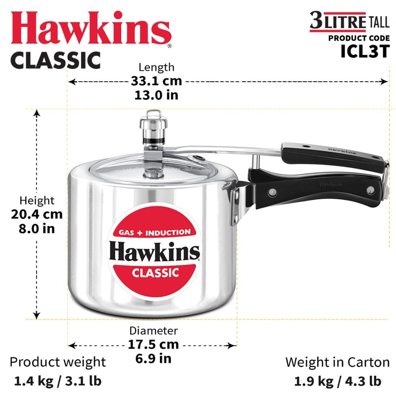 Hawkins Aluminium Classic Pressure Cooker with Mirror Polished - 11