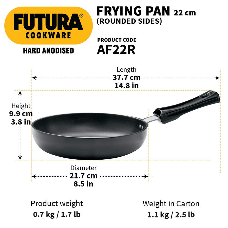 Hawkins Futura Hard Anodised 22 cm Rounded Sides Frying Pan - 3
