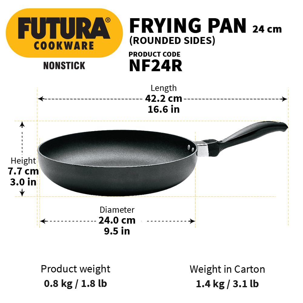 Hawkins Futura Nonstick 24 cm Rounded Sides Frying Pan - 3