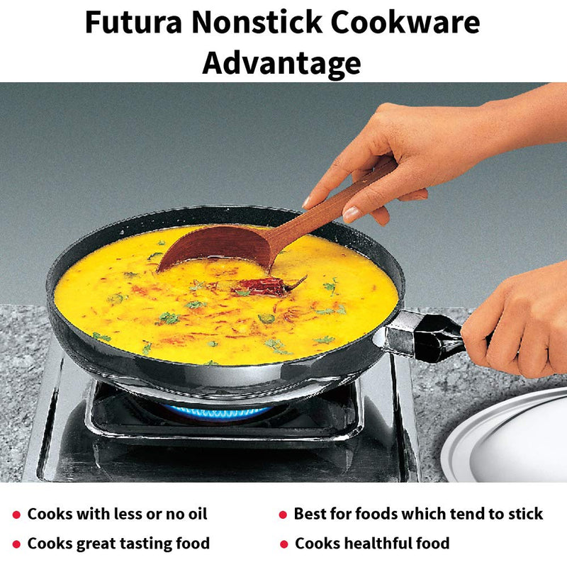 Hawkins Futura Nonstick 26 cm Rounded Sides Frying Pan with Stainless Steel Lid - 4