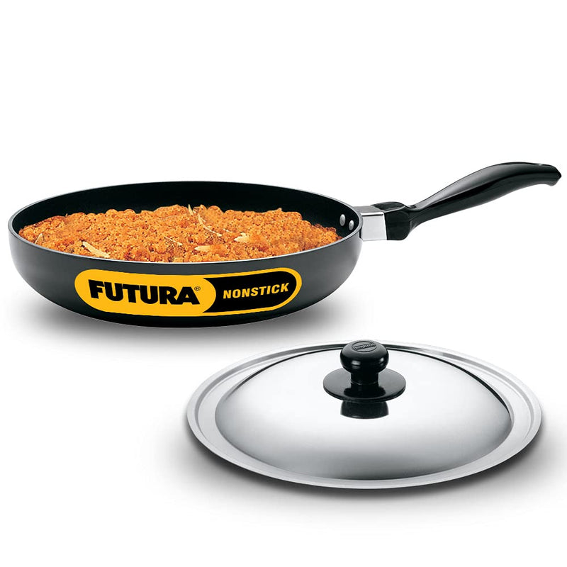 Hawkins Futura Nonstick 26 cm Rounded Sides Frying Pan with Stainless Steel Lid - 1