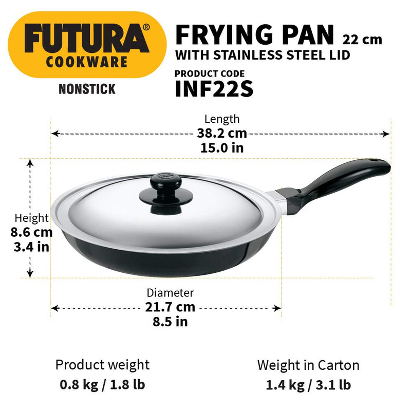 Hawkins Futura Non Stick Fry Pan with Stainless Steel Lid - 3