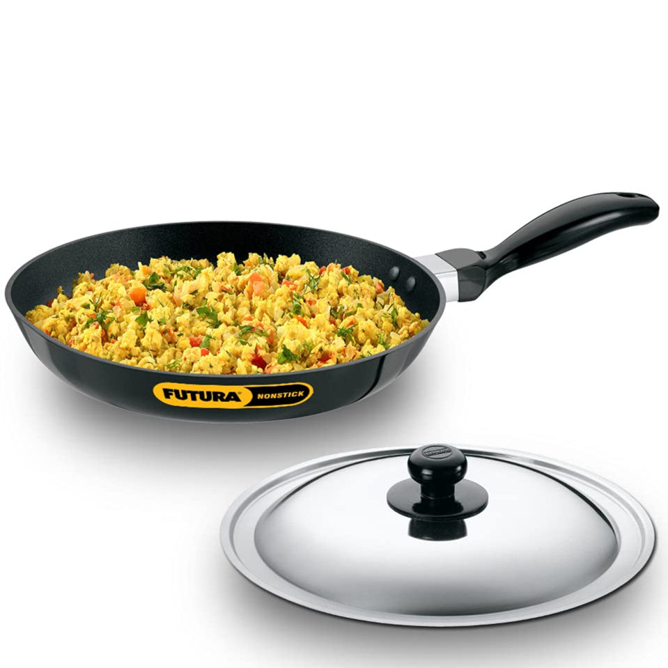 Hawkins Futura Non-Stick Frying Pan with Stainless Steel Lid | Black