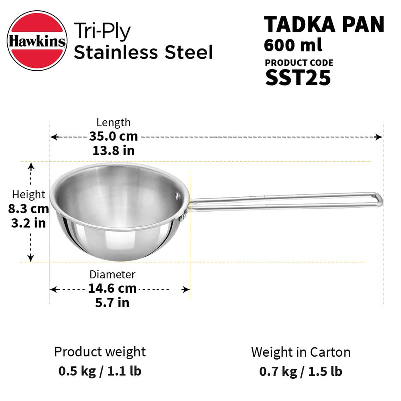 Hawkins Triply Stainless Steel 2.5 Cup 600 ML Tadka Pan - 4