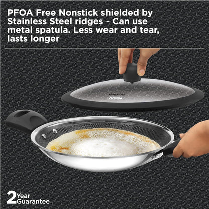 Hawkins Tri-Ply Stainless Steel with Shielded Nonstick 1.25 Litre Appachatty with Glass Lid - NSA125G - 2