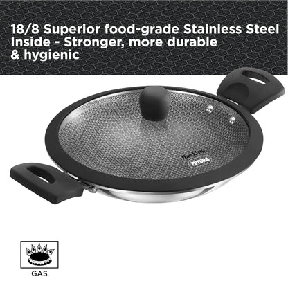 Hawkins Tri-Ply Stainless Steel with Shielded Nonstick 1.25 Litre Appachatty with Glass Lid - NSA125G - 6