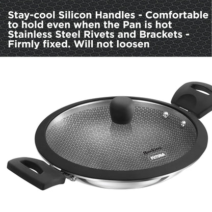 Hawkins Tri-Ply Stainless Steel with Shielded Nonstick 1.25 Litre Appachatty with Glass Lid - NSA125G - 7